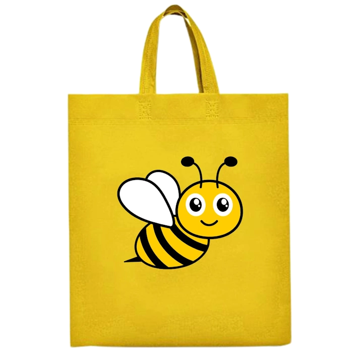Bedruckte Jutetasche mit Biene für eine Kita