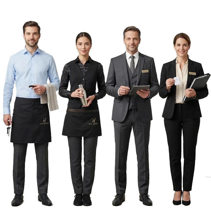 Bedruckte Servicekleidung für Hotel-, Restaurant- und Barbetrieb