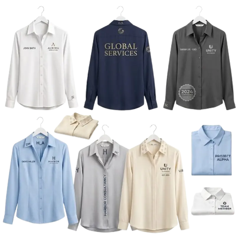 Bedruckte Blusen mit Logos, Initialen und Motiven