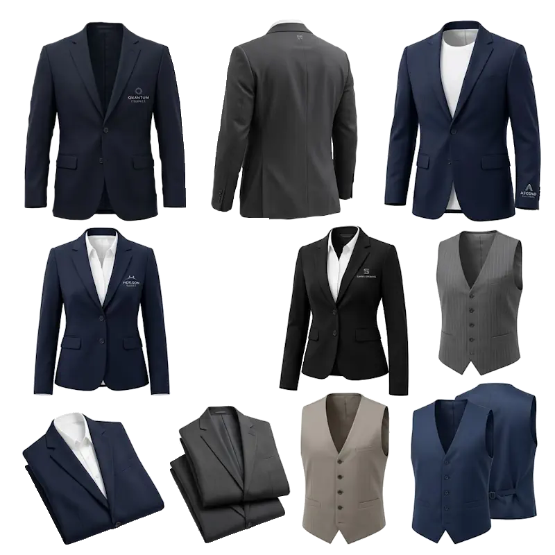 Bedruckte Sakkos, Blazer und Westen mit Logos, Initialen und Motiven